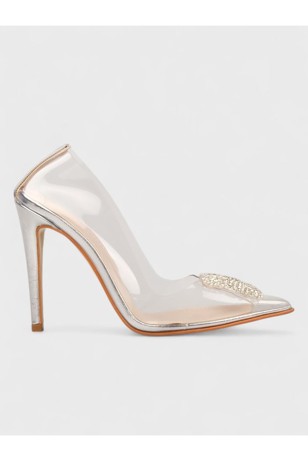 Women's Summer 11cm Thin Closed Heel Shoes - 233 2676 - Silver