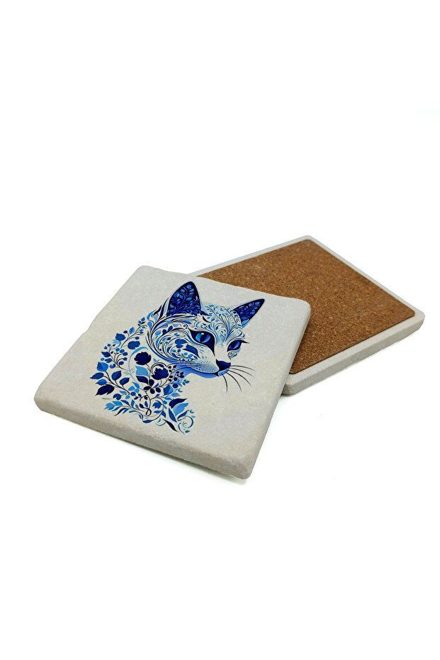 Cat Printed Natural Stone Coaster 10X10 1G-Cat1