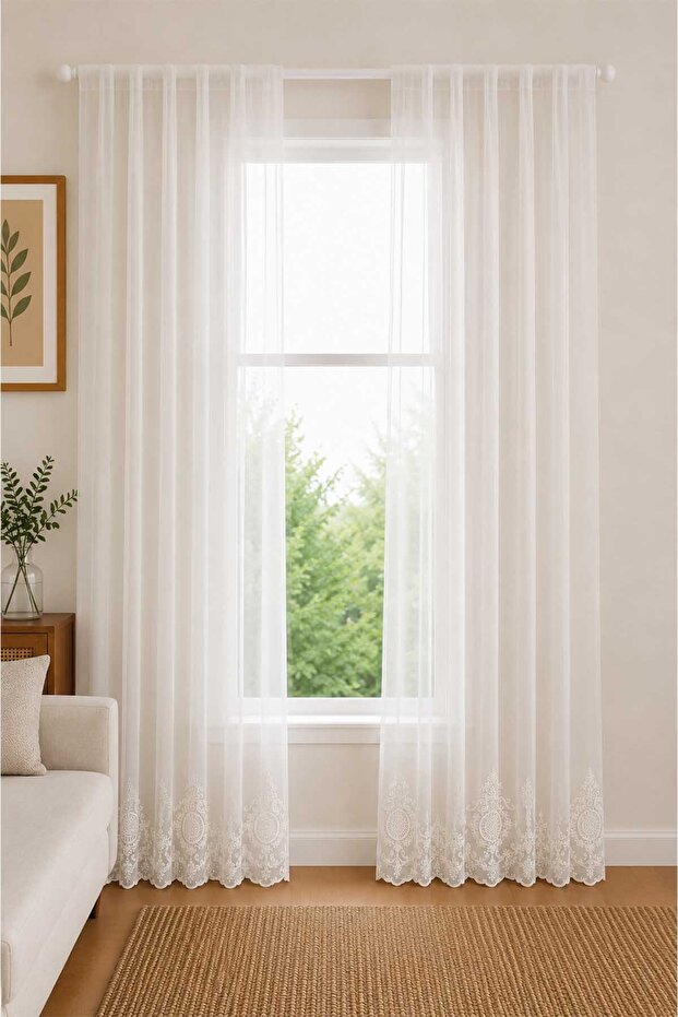 Patara 16573 Brode Special Size Tulle Curtain 140X250 Without Pleats