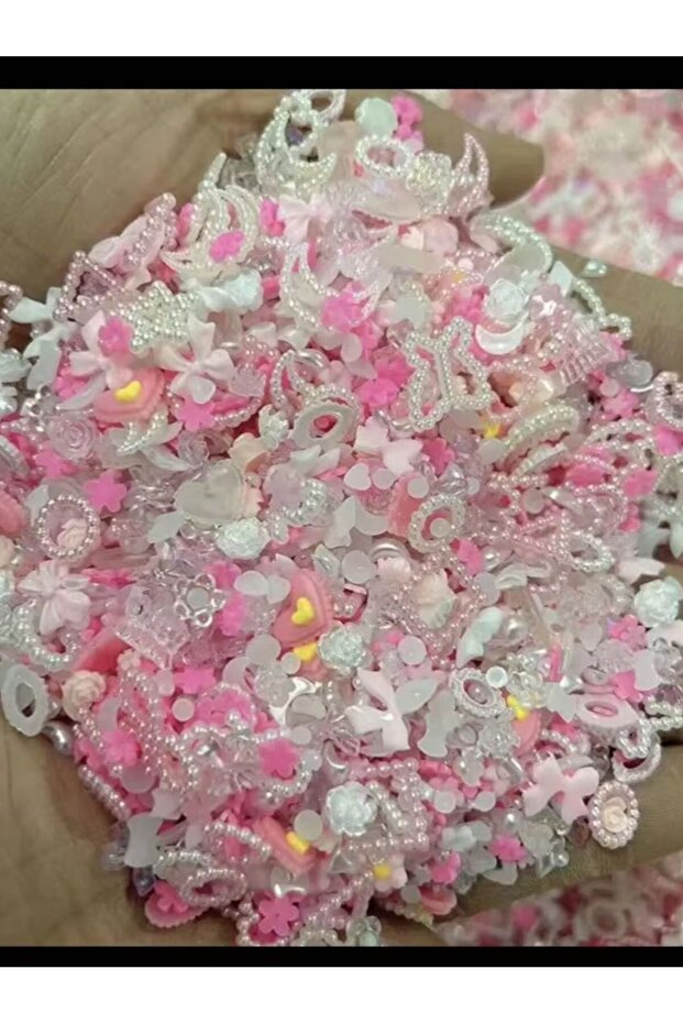 305pcs 305PCS Random Pink Mixed Resin Charms Flatback Cabochons Bow Heart Flower Pearl DIY Cream Glu