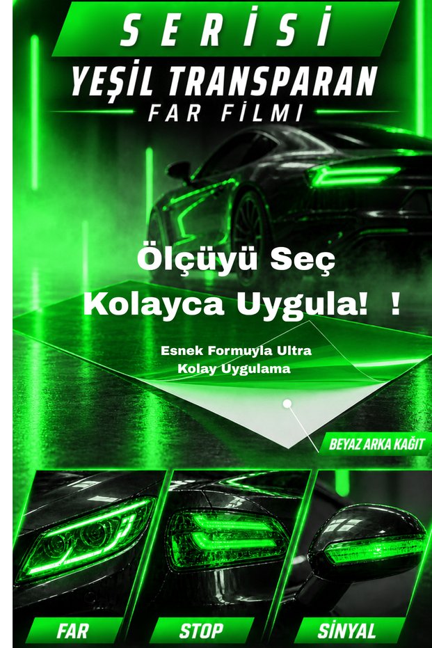 Green Clear Tinted Headlight Film for Motorcycles and Cars Stretchable Easy to Apply Headlight Foil(Choose Your Size)