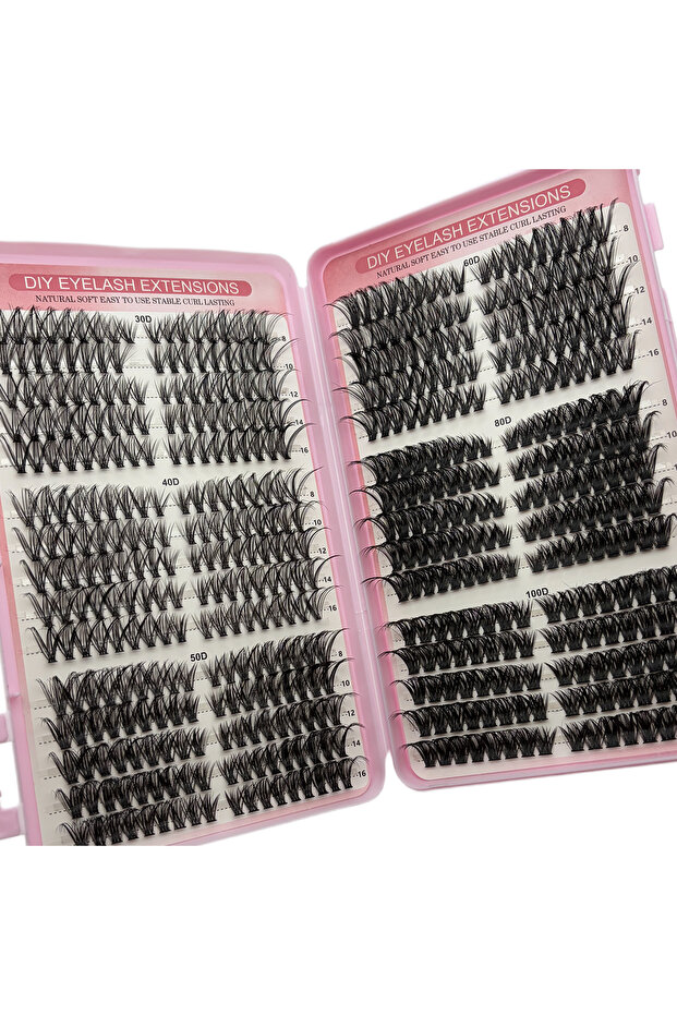 Model1 30D-100D Mixed Density Lash Clusters 540PCS Thick Fluffy DIY False Eyelashes with Lash Book f