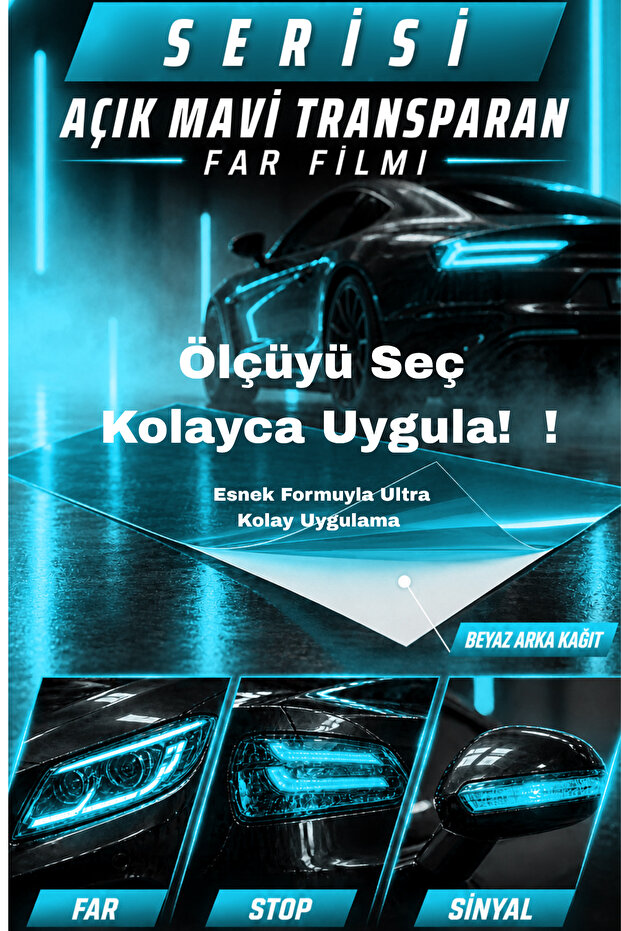 Light Blue Clear Tint Headlight Film for Motorcycles and Cars Stretchable Easy to Apply Headlight Foil(Choose Your Size)