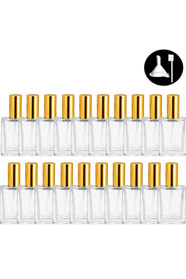Glass 15ml golden 20pcs 1/3/5/10/20 15ml Flat Square Perfume Sub Bottles, Reusable Makeup Water Spra