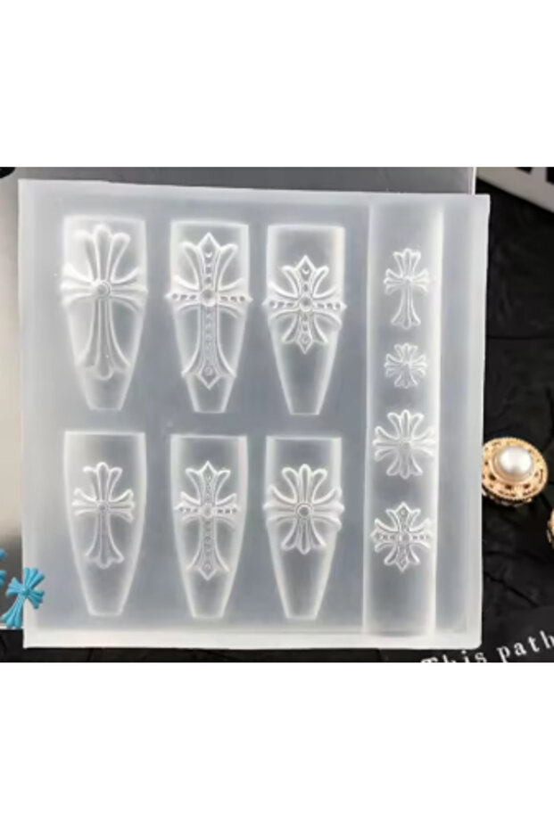 E 3D Gothic Rivet Nail Art Mold Transparent Silicone DIY Punk Letter Relief Carving Decor 11.5*9cm M