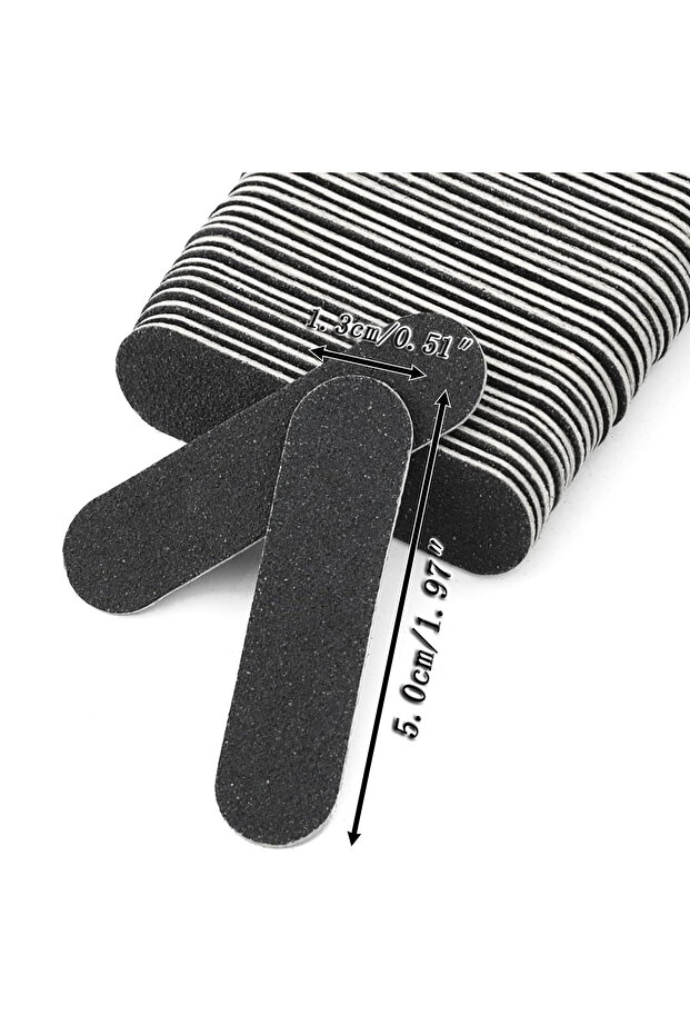 (Black-Black) 49 Pcs 49/98 Pcs Disposable Double-Sided Black Nail Buffer File DIY Mini Nail Files -