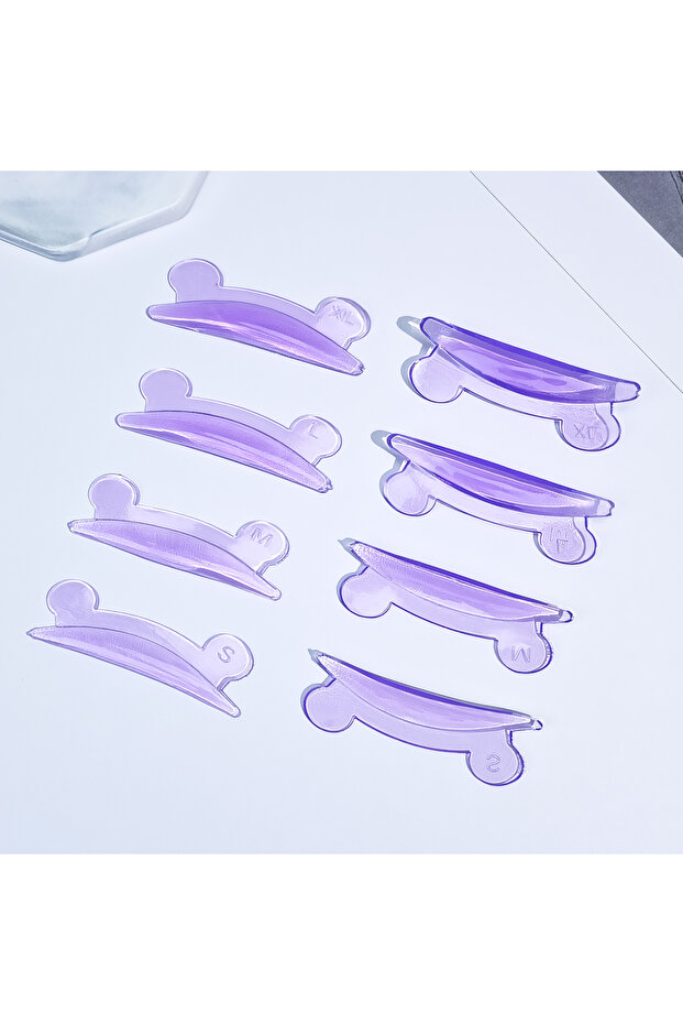 Purple Permania 5 Pairs L Curl Silicone Eyelash Perm Rod Shield Sticky Lash Lift Pad Lifting 3D Eyel