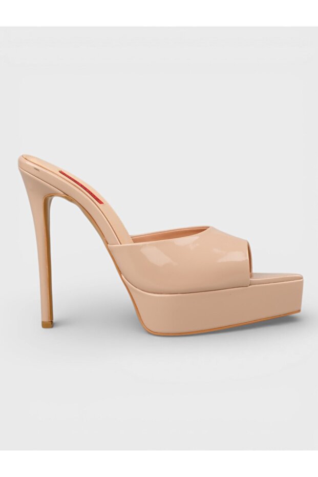 Women's summer 15cm stiletto heel mules - 574 96 - nude patent leather