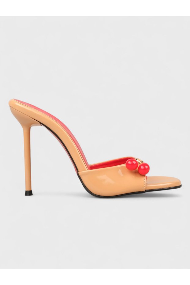 Women's summer 11cm stiletto heel slippers - 233 2674 - nude patent leather