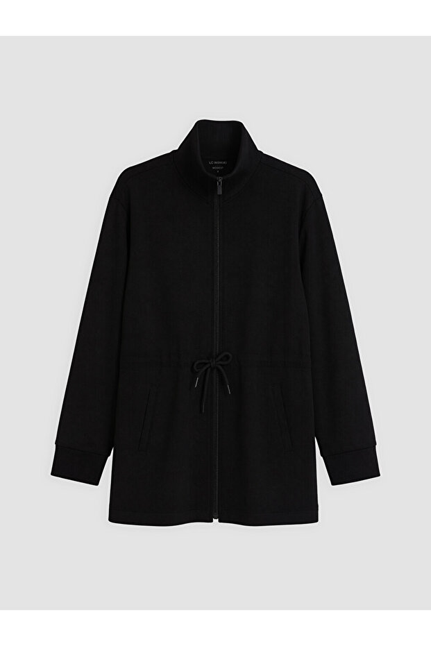 Lcw Modest Black Soft Touch Women's Zippered Sweatshirt