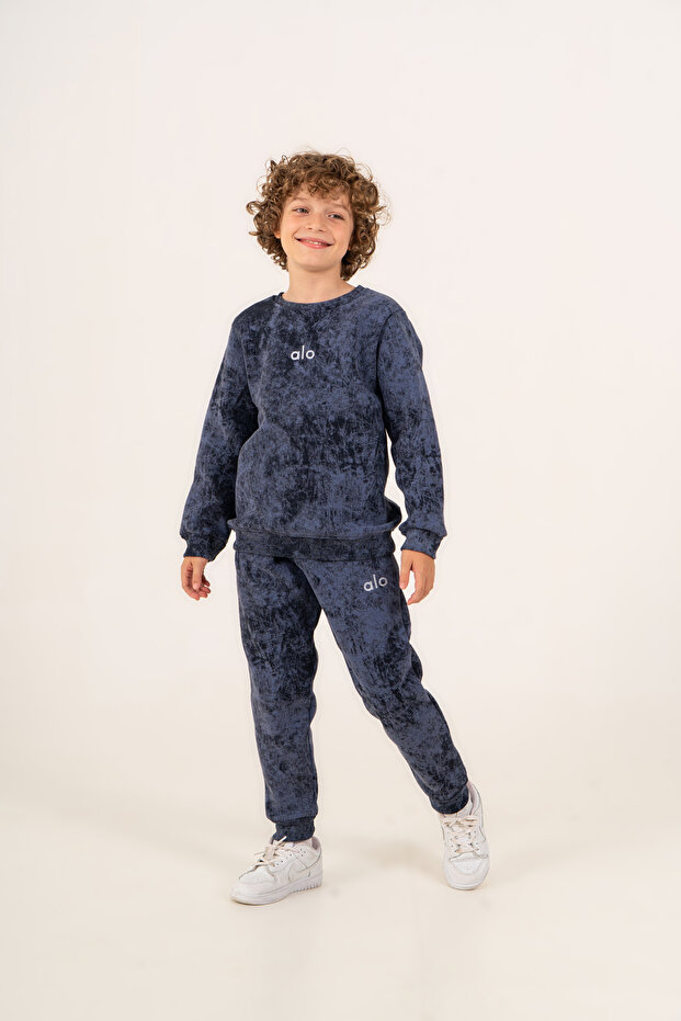 Children's Tie-Dye Patterned 3-Yarn Tracksuit Set