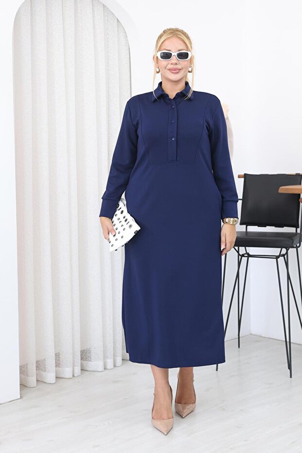 Plus Size Button Detailed Modal Fabric Suit