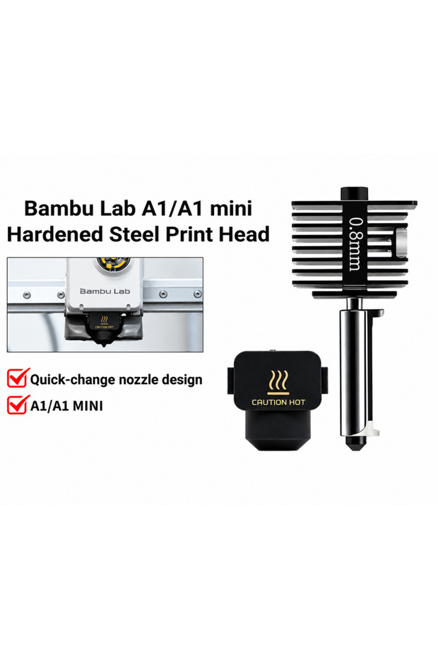 Bambu Lab A1/A1 Mini Hotend Sertleştirilmiş Çelik