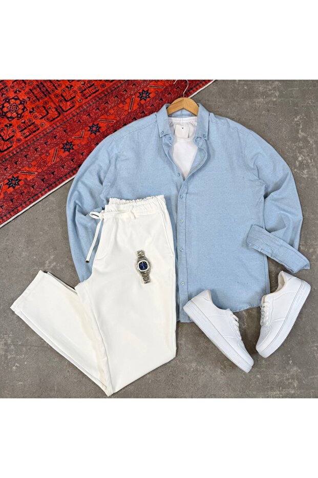 Men's Long Sleeve Regular Fit Seasonal Shirt & Jogger Pants 2-Piece Set
