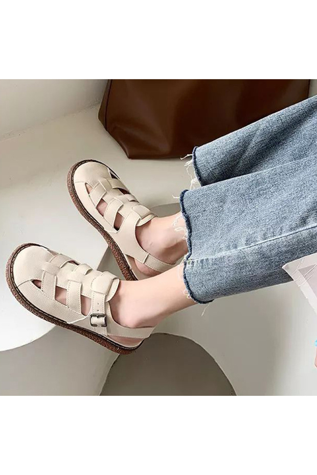 Women's Cream White Casual Sandals