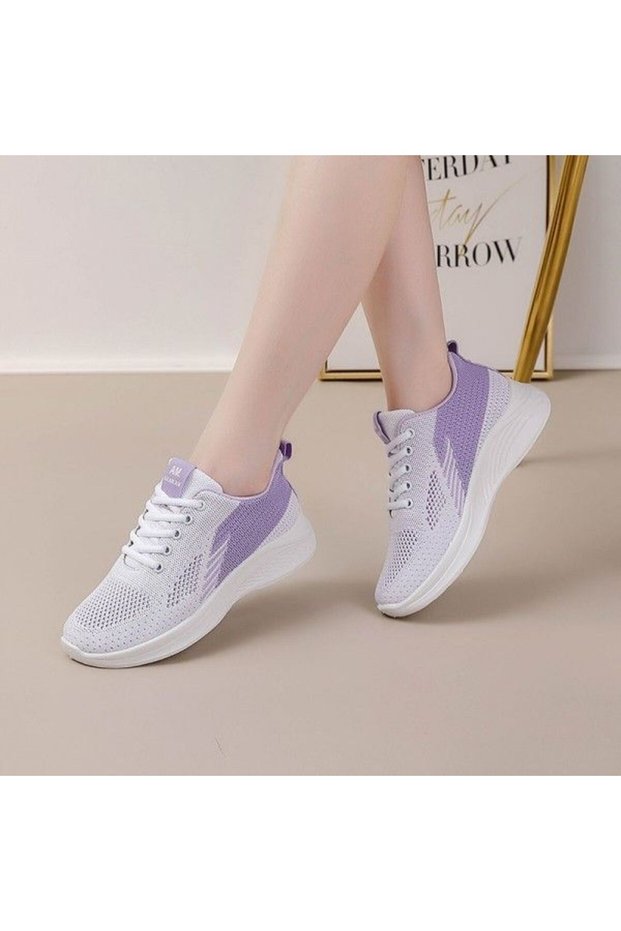 Women's Purple Sports Lace-Up Sneakers