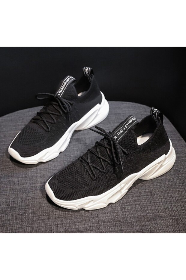 Women's Black Lace-Up Sneakers