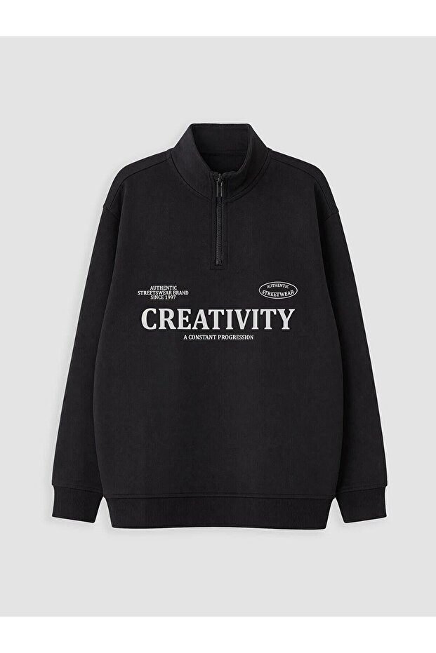 Printed Thick Sweatshirt for Boys with High Collar (W6)