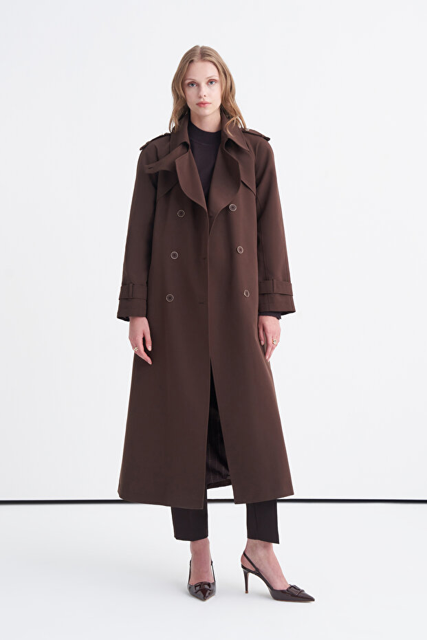 Wide Collar Belted Bitter Trench Coat 13820