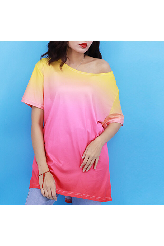 Women's Pink Off-Shoulder T-Shirt