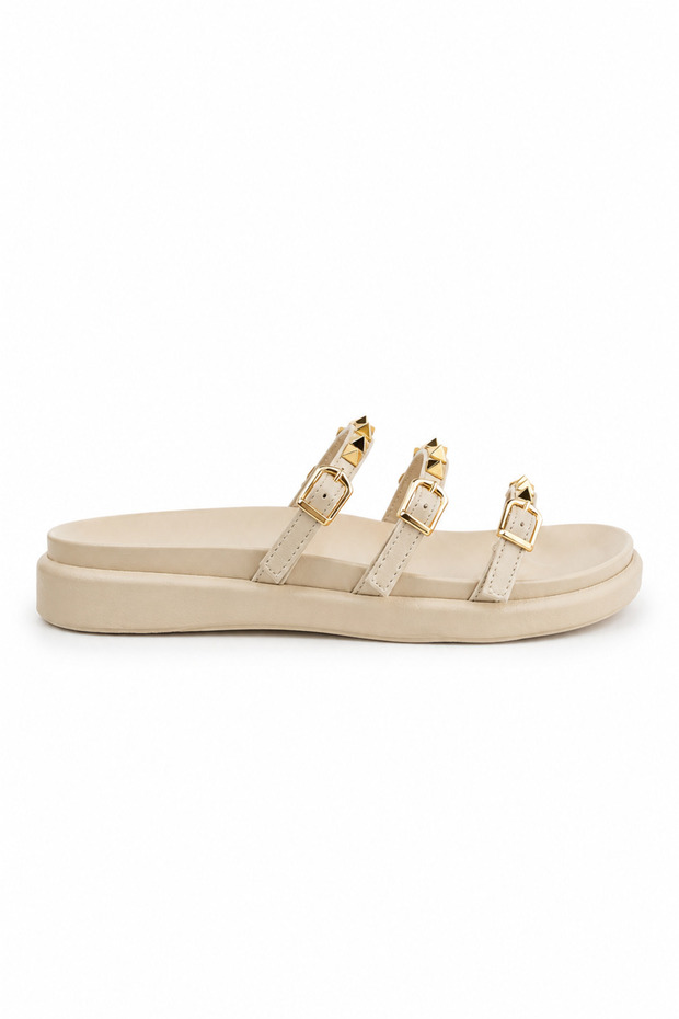 Vitta Beige Staple Detailed Slippers