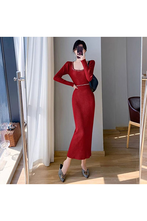 Women's Bodycon Long sleeve Midi Dress