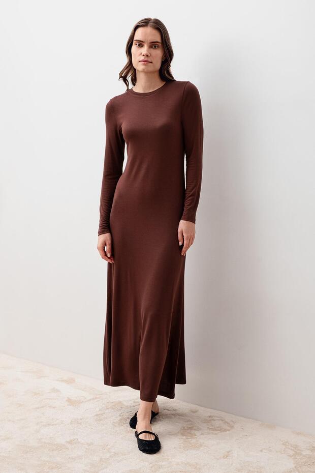 Long Sleeve Basic Comfortable Daily Lycra Flexible Viscose Soft Dress