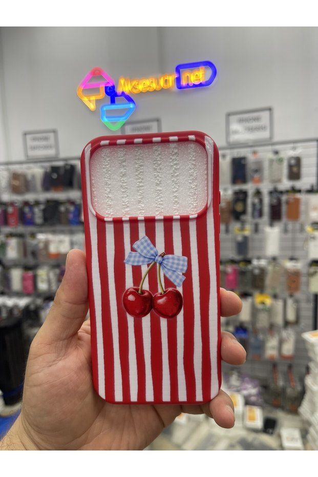 iPhone 17 Pro Max Compatible Patterned Silicone Case with Suede Interior, Soft, High-Quality Printing