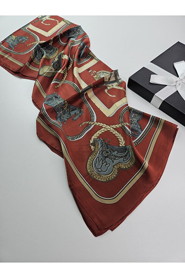 Luxury Voile Silk Shawl Scarf with Horse Pattern Double Sided 70 X 180 cm