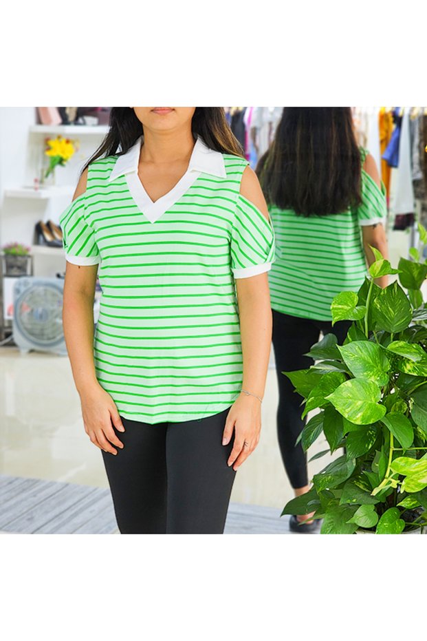 Women's Striped V-Neck T-Shirt