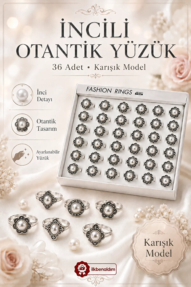 36 Pieces of Authentic Rings with Pearls Mixed Model Women's Accessories