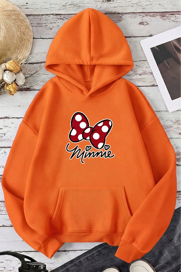 Unisex Minnie Printed Oversize Hoodie Hooded Sweatshirt
