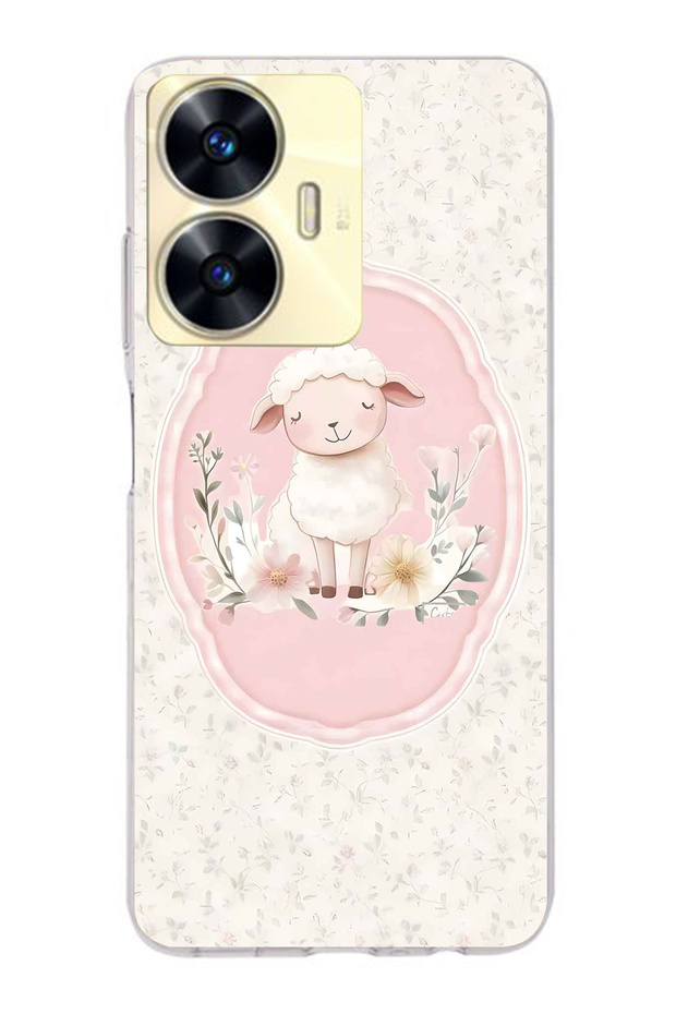 Realme C55 Compatible Little Lamb Patterned Transparent Phone Case