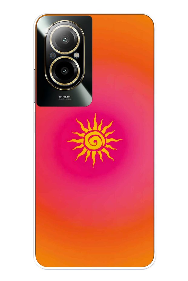 Realme 12 Lite Compatible Retro Sun Pattern Transparent Phone Case