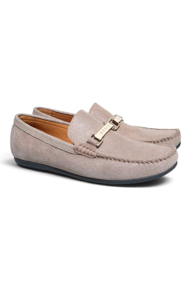 Mink Color Laceless Genuine Leather Men's Shoes