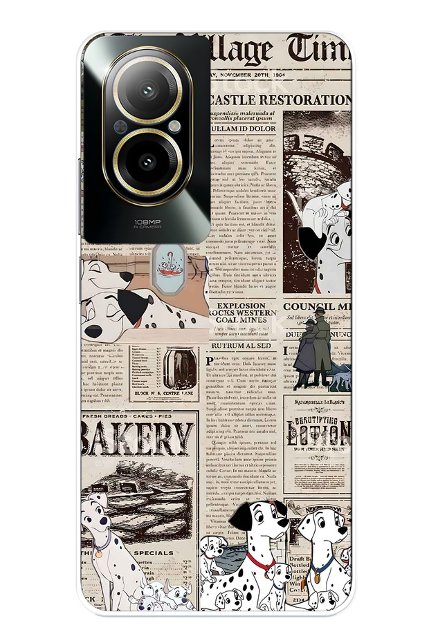 Realme 12 Lite Compatible 101 Dalmatians Patterned Transparent Phone Case