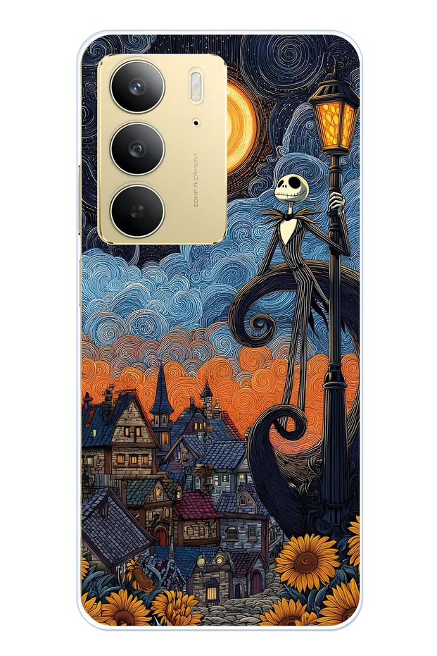 Realme C75 Compatible Jack Skellington Patterned Transparent Phone Case