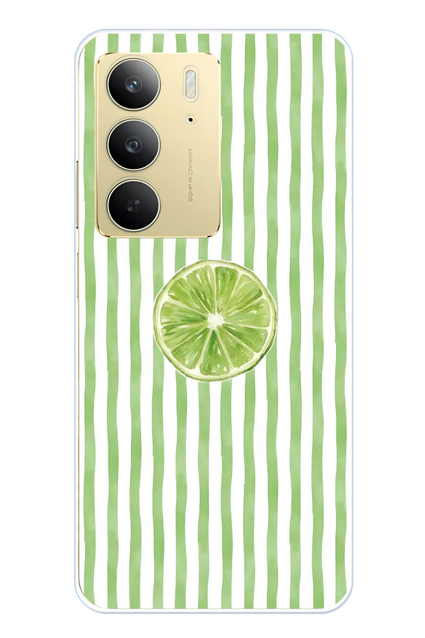 Realme C75 Compatible Lime Slice Patterned Transparent Phone Case