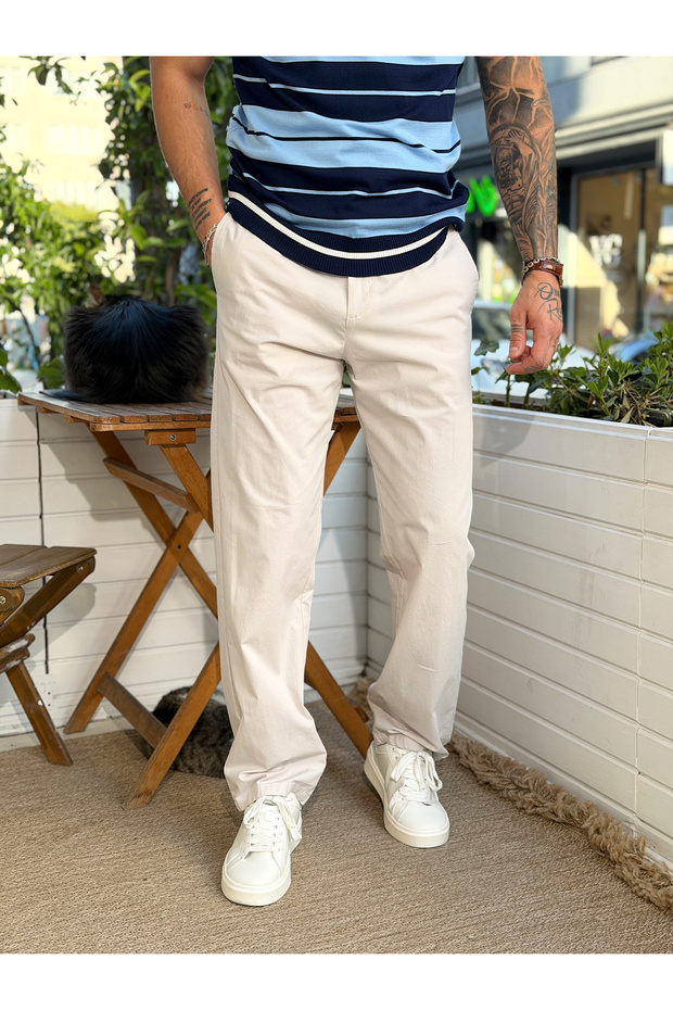 Regular Fit Gabardine Hidden Button Trousers