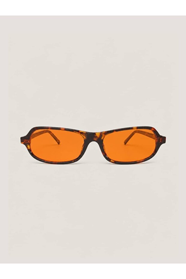 Unisex Rectangular Sunglasses Leopard Pattern Frame Orange Glass Montes C5