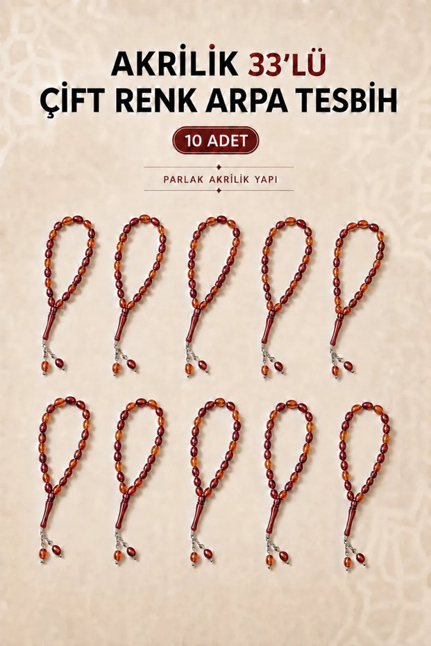 10 pieces acrylic 33-strand double color barley cut prayer beads | red-amber orange