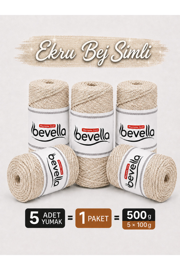 Silvery Beige Ecru Soft Cotton Cotton Chain 1.5 mm 5 X 100 Gr