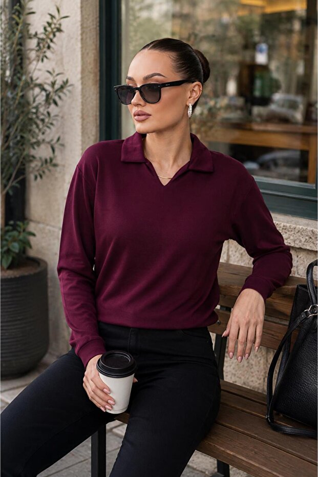 Women's Collared Modal Sweatshirt 265187 -