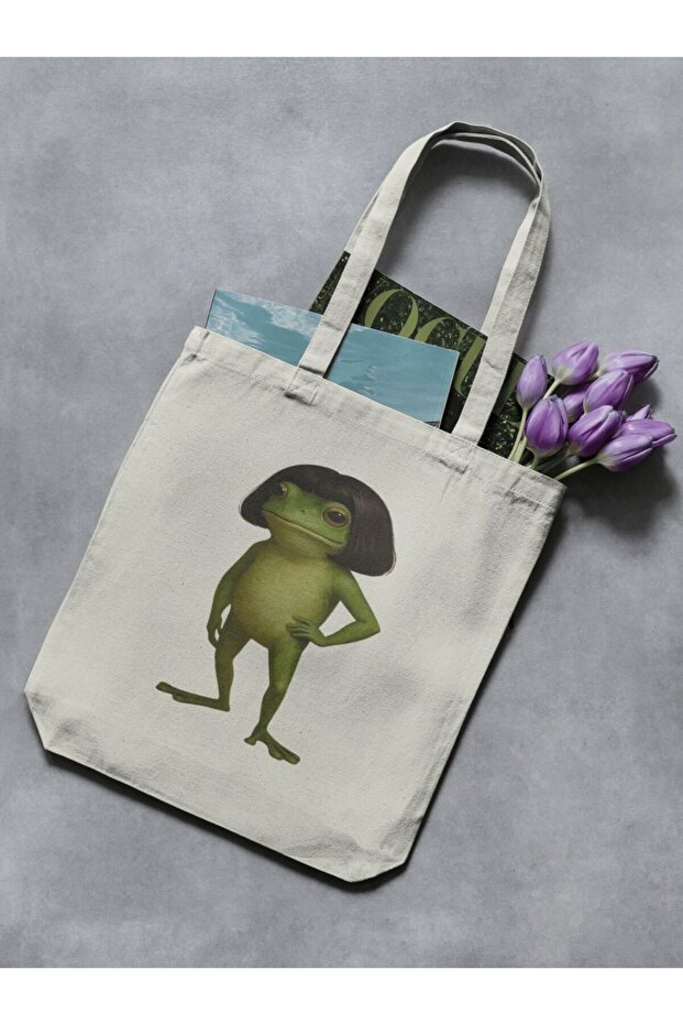 Funny and Fun with Frog Wig Pinterest Minimalist Text Slogan Cloth Bag Tote Bag
