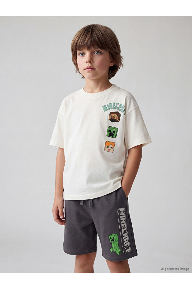 Beige Printed Boy's T-Shirt