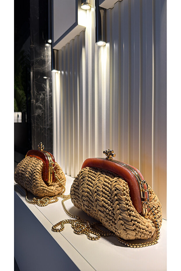 Handmade Premium Acrylic Burs Hand Shoulder Bag Clutch Bag (30X19Cm)