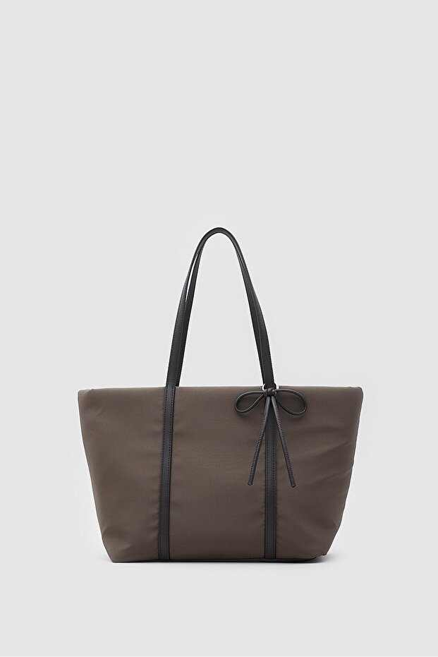 Jersey Bow Shoulder Bag Brown