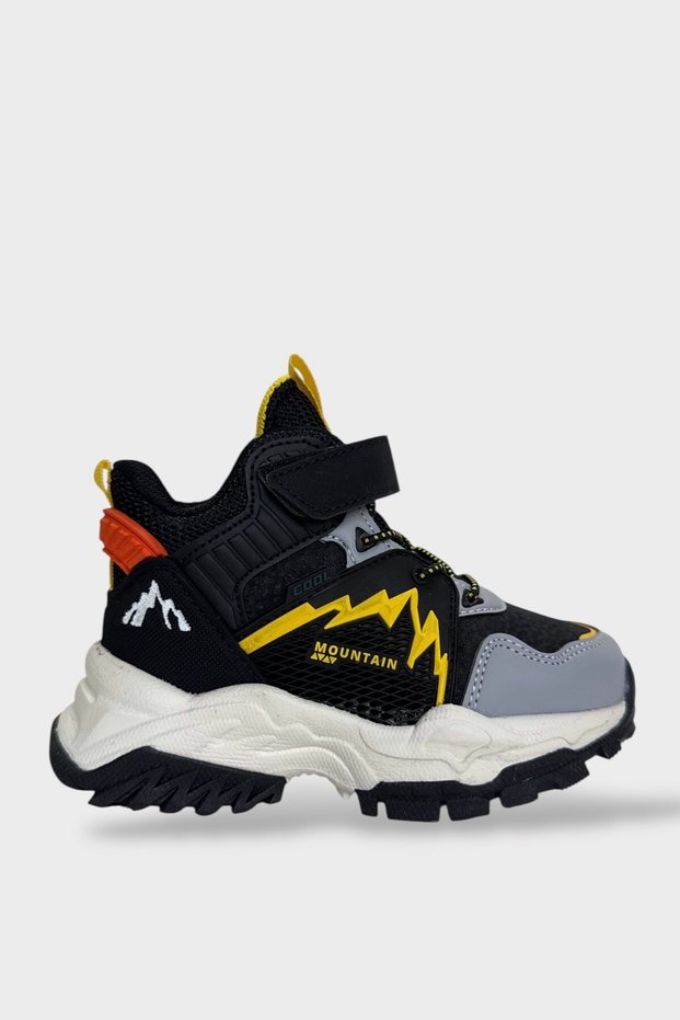 Velcro Cold-Proof Outdoor Children's Boots Black - Yellow