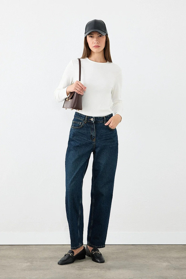 Balon Fit Denim Trousers - Navy Blue
