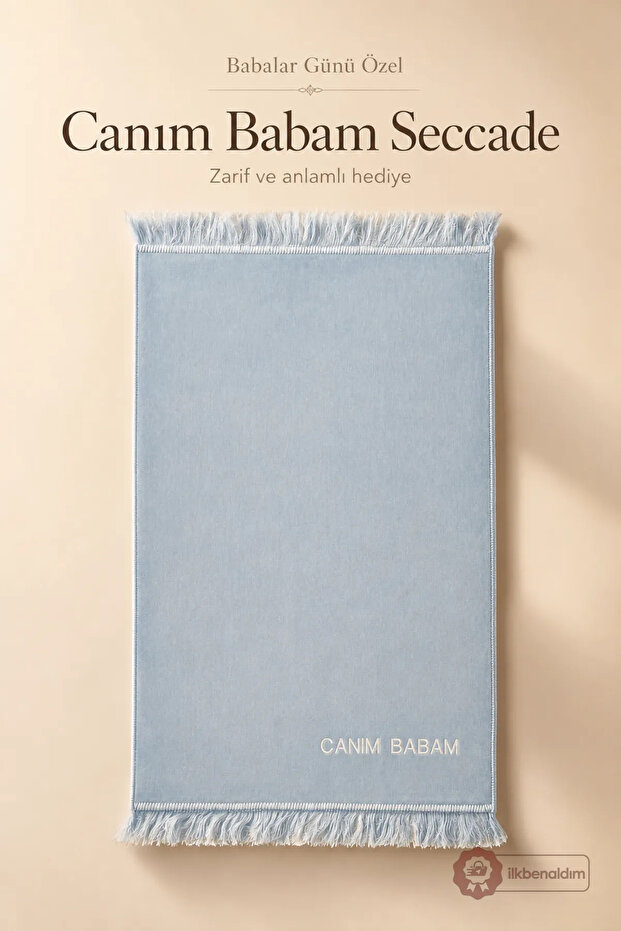 Father's Day Special My Dear Dad Written Velur Prayer Rug - Baby Blue
